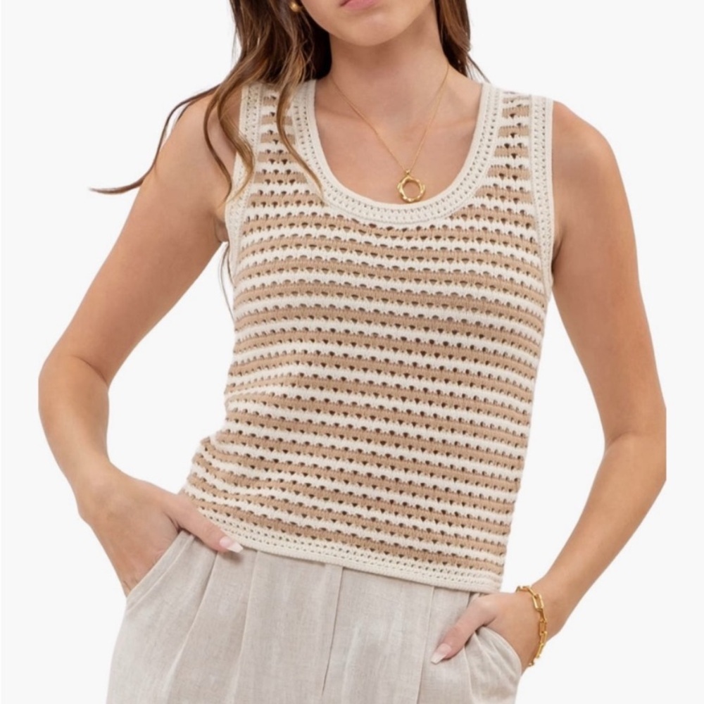 Blu Pepper Open Stitch Stripe Sweatee Vest NWT size Large 8-10